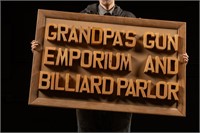 VTG Folk Art Grandpa's Gun Emporium Wooden Sign
