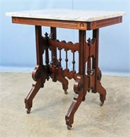 Victorian Walnut Marble Top Parlor Table
