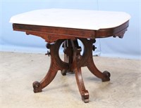 Victorian Walnut Marble Top Coffee Table