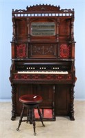 Antique Oak Organ w/ Stool, Circa 1905