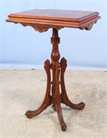 Victorian Walnut Pedestal w/ Burled Top