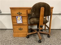Kneehole desk with chair - 38 1/2" x 17” x 30 1/2”