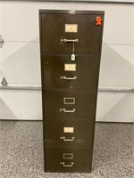 Five drawer metal filing cabinet 18" x 28" x 57"
