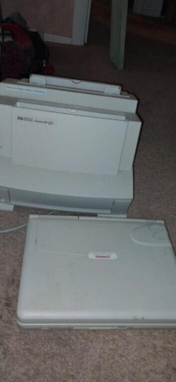 Old compact laptop computer and hp laser jet