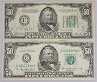 1934 & 1977 Fifty Dollar Bank Notes.