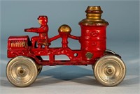 Antique Cast Iron Fire Dept Steam Pumper Truck Toy