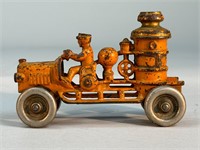 Antique Cast Iron Fire Truck Steam Pumper Toy