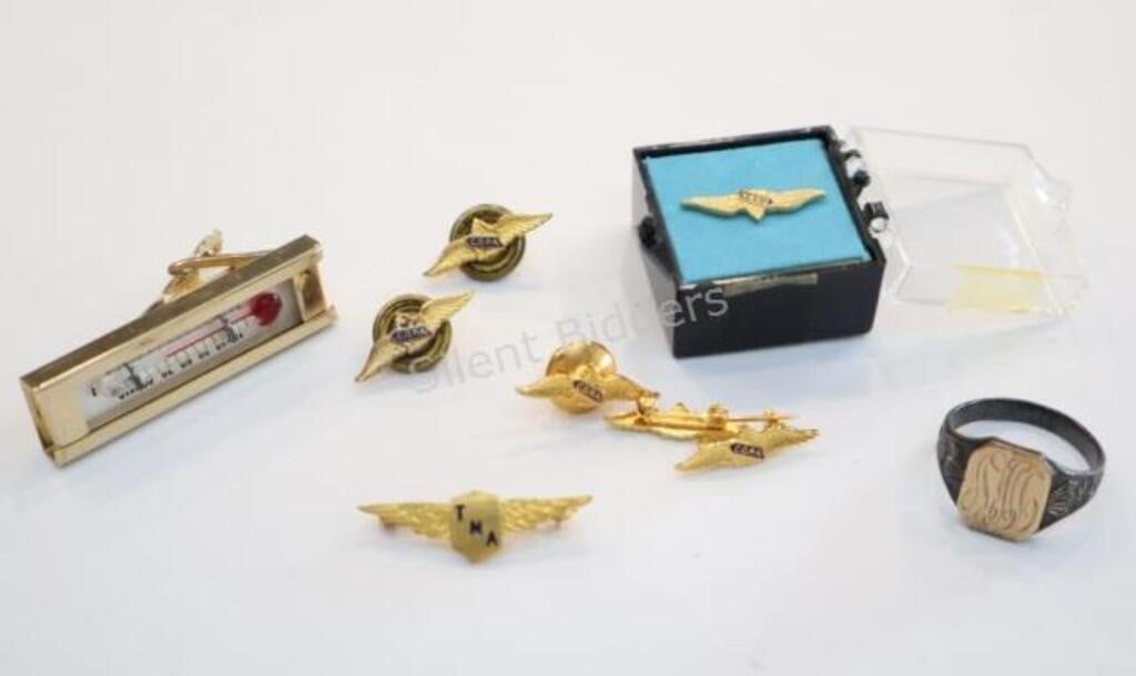 Men's Aviation Pins w 10K Gold & Sterling Ring
