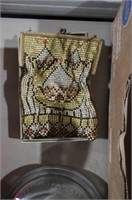 VINTAGE BEADED PURSE WITH MIRROR