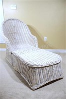 20thC Braided Wicker Outdoor Chaise Lounge 60"