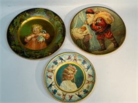 3pc Litho on Tin Plates Christmas & Children
