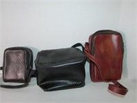 Three Vintage Leather Camera Cases