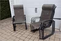 Six Mesh w Black Metal Frame Patio Chairs