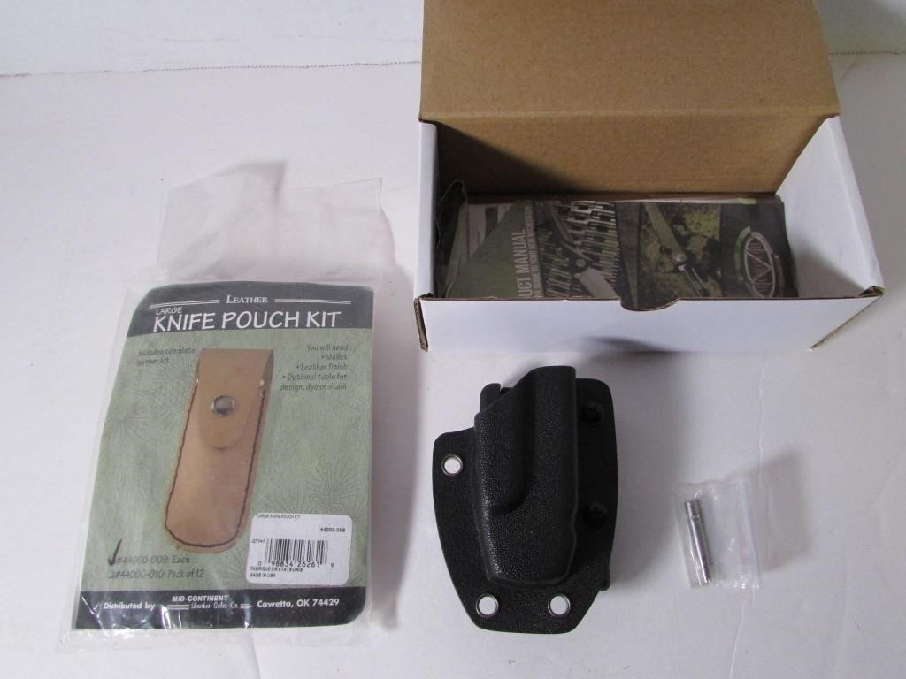 Leather Knife Pouch Kit and Plastic Sheeth