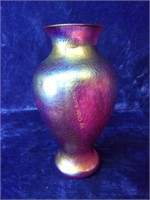 Amazing Iridescent Heavy Blown Glass Vase