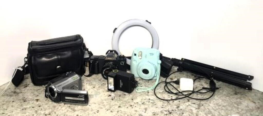 JVC Digital Camcorder, Ring Light, Canon T50