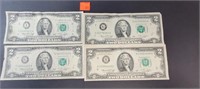 (4) Two Dollar Bills1976