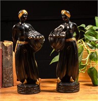 Pair of African Woman Sculptures by ABCO