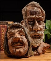 Ceramic Sculpture of Old Man and Woman