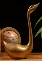 Mid Century Brass Swan Sculpture