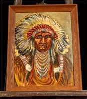 Chief Joseph, Nez Perce Tribe, Oil on Board