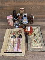 Handmade Dolls & Egyptian Decor Grouping
