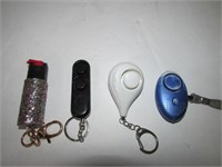 Lot of Three Keychain alarms, and Pepper Spray