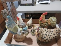 COLLECTION OF CERAMIC AND RESIN ROOSTERS