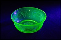 Uranium Glass Filigree Bowl