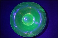 Uranium Etched Glass Floral Centerpiece Bowl