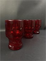 (6) Vintage Viking Ruby Red Glass Georgian Flat