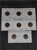 Lot of 8 Lincoln Wheat Pennies: 1913-1916