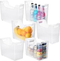6 Pcs Freezer Organizer Bins Clear Plastic Pantry