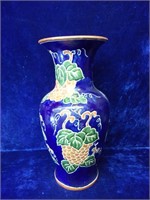 XL Glazed Stoneware Vase with Incides Grape Motif