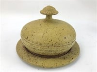 Signed Studio Pottery cheese dome & underplate