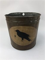 Vintage Blackbird tin bucket used for maple sap