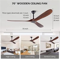Wood 70 Inch Ceiling Fans With Remote Control