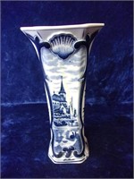 Delft Blue and White Octagonal Flower Vase