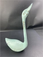 Metal lawn swan, seafoam green.17" tall 10" long