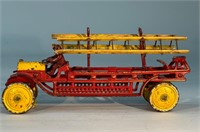 Cast Iron Fire Department Ladder Truck Toy Large