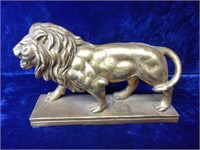 Gilded Metal Advancing Lion Sculpture
