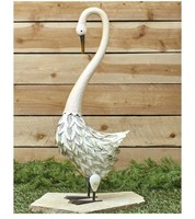 NEW White Swan Metal Bird Yard Ornament
