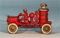 2 Antique Cast Iron Fire Department Toy -Repaired
