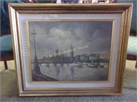 Original French Oil On Canvas Under Glass