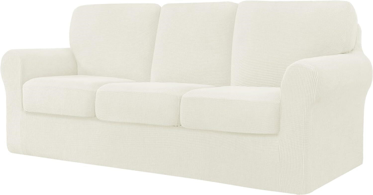 CHUN YI 7pc Sofa Covers  Large  Ivory