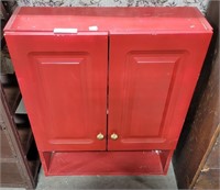 RED-PAINTED WOODEN WALL CABINET