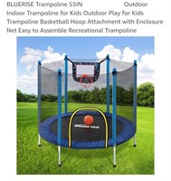 55" Trampoline w/ Basketball Hoop Attachment &