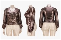 Women's Size 3XL Metallic "V" Neck Long Sleeve