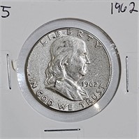 1962 90% Silver Franklin Half Dollar