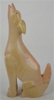 CARVED HARDSTONE HOWLING COYOTE SCULPTURE